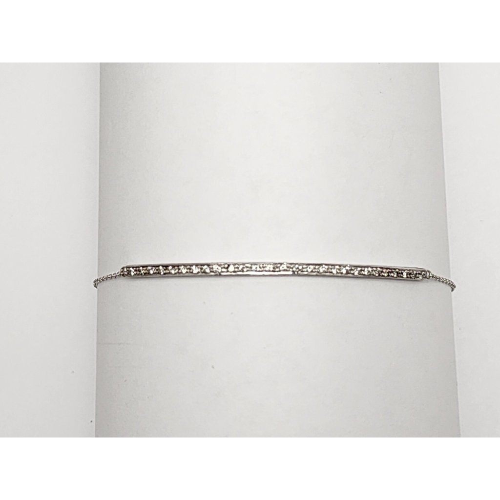 Unique 14k Karat Solid White Gold Designer Diamond Link Bracelet  775 Length